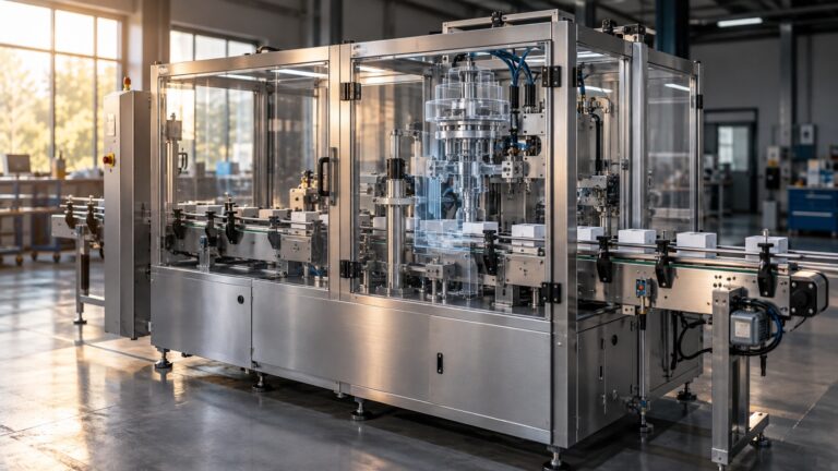 Illustrazione fotorealistica di un macchinario industriale con componenti interni visualizzati in 3D
